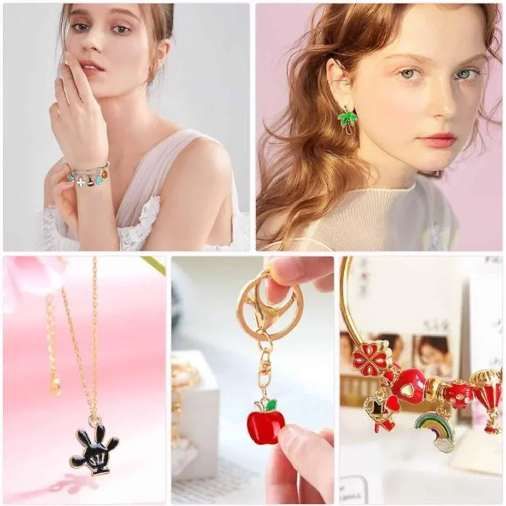 400Pcs Charms for Jewelry Making, Assorted Enamel Bracelet Bangle Charms, Mixed - Picture 3 of 7